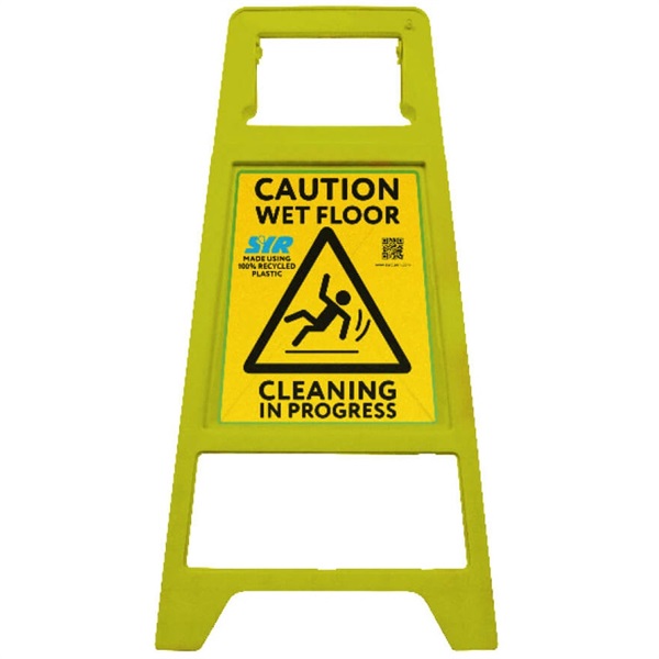 Click for a bigger picture.xx ''Caution Wet Floor'' Sign  - Made with 100% Recycled Plastic