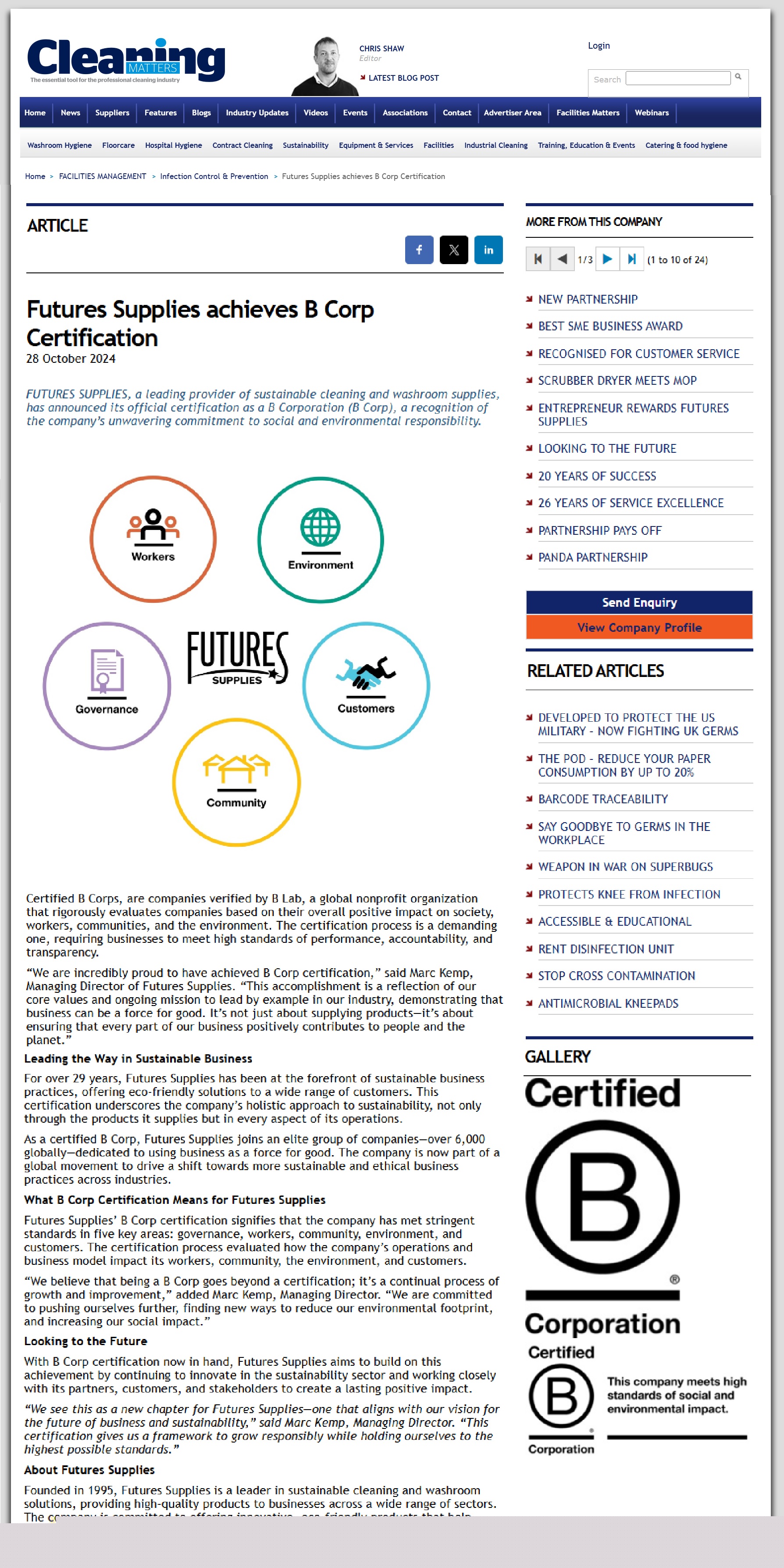Futures Supplies Achieves B Corp Certification