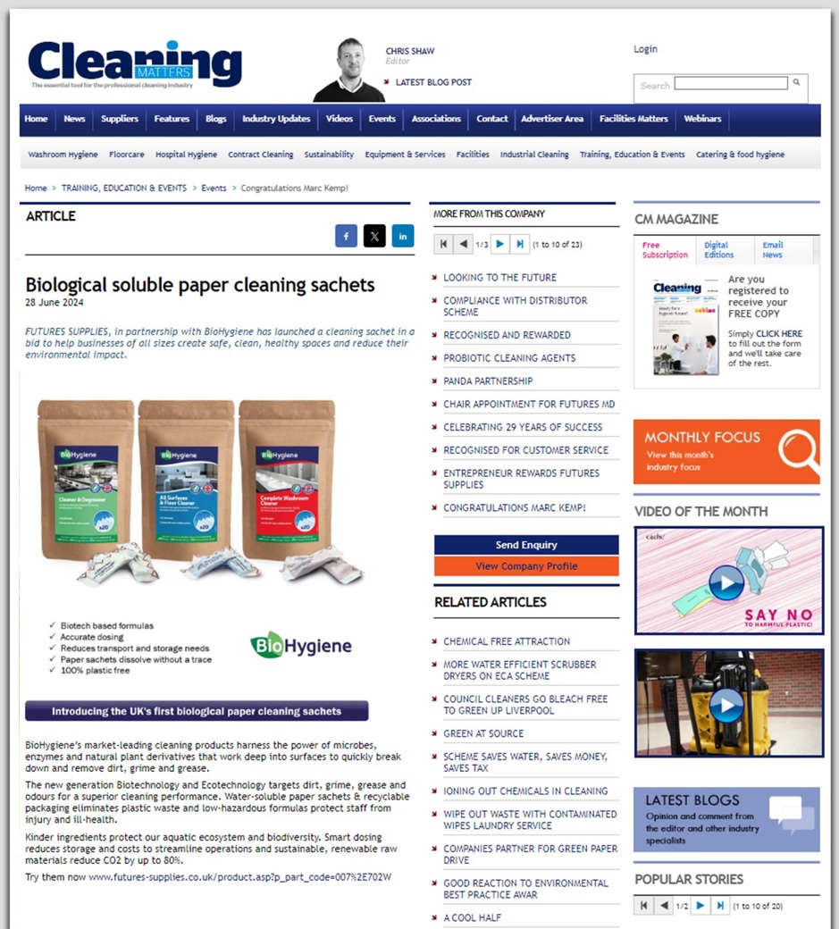 Biological Soluble Paper Cleaning Sachets