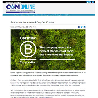 Futures Supplies Achieves B Corp Certification - C&M