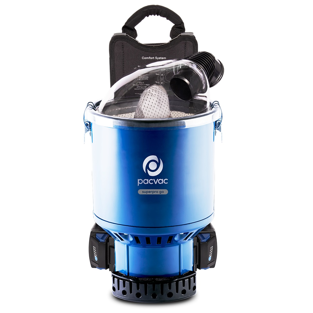 Pacvac SuperPro Go Backpack Battery Vacuum -Includes Charger + 2 Sets of 2x Batteries