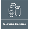 Recycling Sticker Grey Food + Drinks Cans