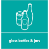 Recycling Sticker Teal Glass Bottles Jars